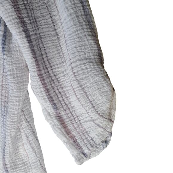 Kana Sol White Blue Stripes Cover Up Button Down Shirt Size Large - Picture 6 of 9